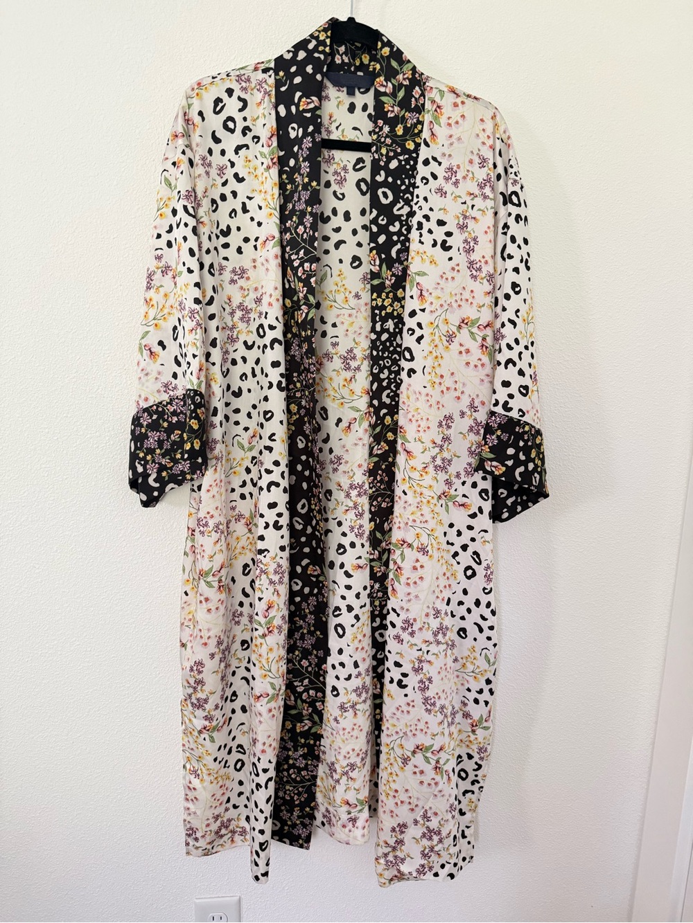 RACHEL Rachel Roy Floral Leopard Mixed Print Kimono Duster Cardigan Coverup Robe